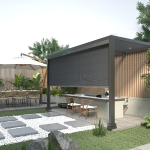 Stores à enroulement électriques encastrés à rail latéral simple pour fenêtre française, terrasse extérieure, pare-vent, ombrage et intimité - Product Image 4