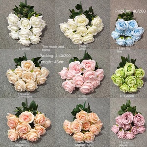 Nouveau 10 Tête Rose Fleurs Artificielles Usine En Gros Fond De Mariage Mur Faux Roses Xi <span class=keywords><strong>Shi</strong></span> <span class=keywords><strong>Mei</strong></span> Décoration De Mariage Bundle - Product Image 2