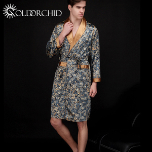 ชุดคลุมผ้าไหมสำหรับผู้ชายชุดคลุมยาวสำหรับใส่นอนของโรงแรมสุดหรูแบบใหม่ - Product Image 5