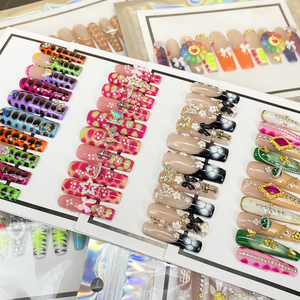 Venta al por mayor bailarina Y2K largo cuadrado ataúd uñas artes 100% hecho a mano grueso duradero acrílico decorado 10 Uds uñas Prensa en - Product Image 1