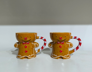 Peperkoekman Mok - Keramische Kerstmokken, Set Van 2 (350 Ml, 11 Cm Hoog)
