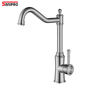 SANIPRO raccords sanitaires rétro Style gracieux nickel brossé SS évier robinet SUS304 acier inoxydable eau chaude froide robinets de cuisine - Product Image 3