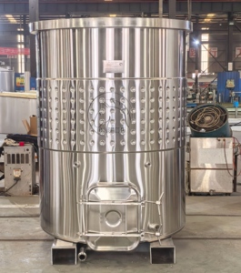 Cuve de fermentation de <span class=keywords><strong>vin</strong></span> rouge en acier inoxydable SUS304 de 2500L avec enveloppe à fossettes et fentes pour chariot élévateur, ouverture supérieure, vente directe usine - Product Image 1