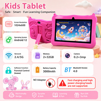 Nouvelle tablette éducative pour enfants de 7 pouces, 16 Go, quad-core 1,3 GHz, Android 8.1, écran tactile capacitif, antichoc, USB Type-C, caméra frontale