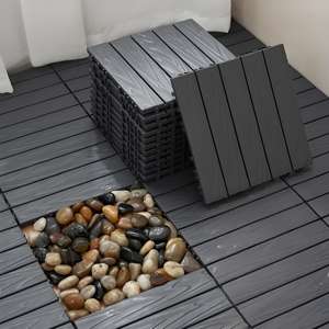 Dalles de sol emboîtables en plastique PP de 30 cm, couleur bois brut, pour terrasse et cour - Product Image 2