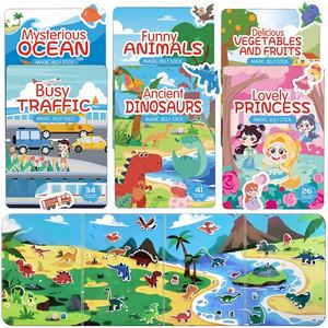 4 grandes pages par ensemble, livres d'autocollants réutilisables pour les tout-petits <span class=keywords><strong>de</strong></span> 2 <span class=keywords><strong>à</strong></span> 4 ans avec plus <span class=keywords><strong>de</strong></span> 240 autocollants réutilisables imperméables et faciles <span class=keywords><strong>à</strong></span> nettoyer - Product Image 1