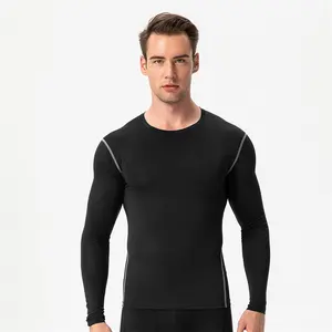 2023 nueva moda Fitness deporte manga larga camisa de compresión para hombre culturismo ropa de entrenamiento fútbol entrenamiento ropa de invierno