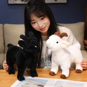 ตุ๊กตาแพะเหมือนจริงตุ๊กตาแกะขนแกะสีดำ/ขาวของเล่นตกแต่งฟาร์มของขวัญตามสั่ง - Product Image 3