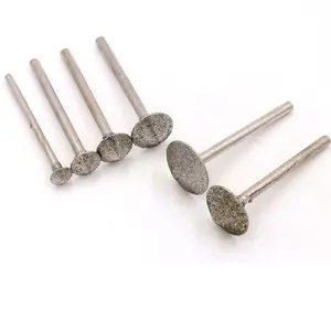 6Pcs Tapered Umbrella Needle Diamant schleif scheibe Galvani sierter Kopf Jade Amber Carving Tool Emery Gravur Slice Burr Drill