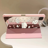Casing Tablet PU Motif Hello Kitty Pink Lucu dengan Slot Pena, Magnet, dan Fitur Auto Sleep/Wake untuk iPad Air Pro 11 10.2/10.9 Inci