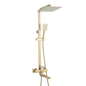 Adjustable Rain Shower Set Brushed Gold 25Cm Extended Nozzle Bathroom Toilet Pressurized Dual Control Cooling Heating - Product Image 5
