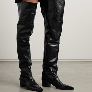 Produttore personalizzato snellente tubo a punta <span class=keywords><strong>stivali</strong></span> al ginocchio <span class=keywords><strong>tacco</strong></span> <span class=keywords><strong>medio</strong></span> spesso, stivale singolo per passerella, <span class=keywords><strong>stivali</strong></span> da donna alti fino alla coscia - Product Image 3