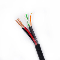 Kabel Siamese RJ45 2 Pair+2X0.5mm2 Berkualitas Tinggi untuk Jaringan Daya Cat5e Cat6+DC dengan Kabel Ethernet Daya untuk POE