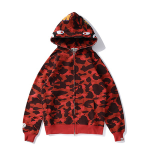 Vente en gros de sweats à capuche camouflage pour hommes, 100% coton, style streetwear, fermeture éclair intégrale, Bapees ape Shark, 1:1 - Product Image 1