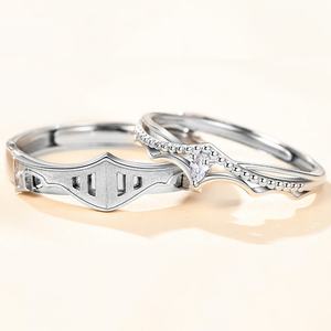 แหวนคู่รูปมงกุฎเจ้าหญิงเงินแท้925สเตอลิงโรเดียมชุบแบบปรับได้เครื่องประดับจับคู่แฟชั่นสำหรับงานแต่งงานงานหมั้น - Product Image 5