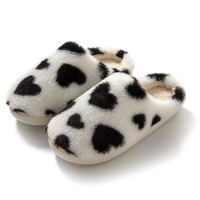 Doux amour coeur coton pour pantoufles doux chaud intérieur hiver en peluche pantoufle anti-dérapant saint valentin cadeau pour les femmes