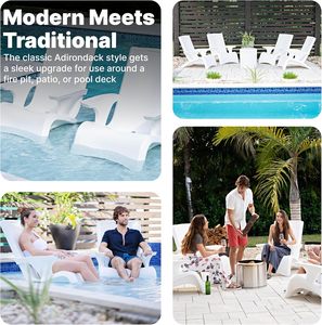 Step2 <span class=keywords><strong>Vero</strong></span> Adirondack Chair Élégant 9 pouces blanc piscine chaise longue eau lestée soleil étagère résistant à la décoloration étanche Patio - Product Image 4