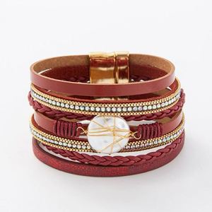 Bohemian <b>Leather</b> <b>Bracelet</b> Professional White Label Hand Polished Bangle Holiday Gift for Women Non-oxidizing Surface - Product Image 5