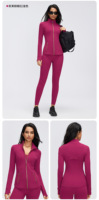 Vestes de sport pour femmes, coupe ajustée, veste d'entraînement zippée, vestes de course avec poches à fermeture éclair dorées