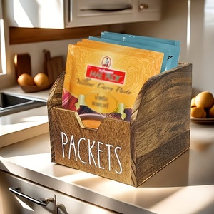 Moderna Caja de Almacenamiento de Especias de Bambú con Divisores de Aluminio, Plegable, Portátil, de 1-3L de Capacidad, Exhibidor Rectangular para Condimentos - Product Image 1