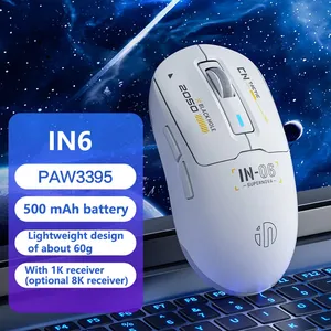 Chuột chơi game <span class=keywords><strong>macro</strong></span> công thái học INPHIC IN06 PAW3395, nhẹ, có dây/không dây <span class=keywords><strong>Bluetooth</strong></span>/2.4G, giao diện USB, dành cho PC/Laptop, sử dụng tay phải - Product Image 2