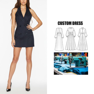 Vestido Casual para Mujer, Diseño Personalizado OEM, Etiqueta Privada, Sexy, Escote en V Profundo, Sin Mangas, Estilo Ejecutivo, Mini Vestido Ajustado - Product Image 1