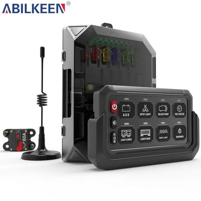 Wireless RGB 12 Gang Switch Panel, Marine Switch Panel Box, Range up Multifunction Offroad Light Switch Panel