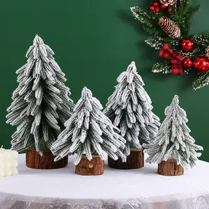 Mini-Weihnachts bäume Separate Tisch-Weihnachts bäume mit Sprüh schnee Künstliche Weihnachts bäume mit Holz basen