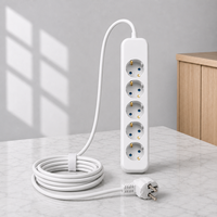 Industrielle 5-fach Schuko-Steckdosenleiste 90 Grad EU-Stecker ABS Messing Kunststoff Kupfer 1,8m Verlängerungskabel Mehrfachsteckdose für Zuhause