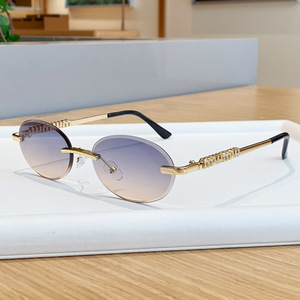 Oval Frameless <b>Sunglasses</b> UV400 Type 3 Sunshades PC Lens Women Lightweight Fashion Eyewear - Product Image 3