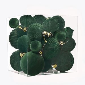 Wholesale Plastic Wine <b>Red</b> White 36pcs Flocked Ball Christmas Tree Decoration Hanging <b>Ornaments</b> - Product Image 1