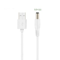 Câble USB vers CC blanc 5V 5525 5521 4017 35135 2507 Câble d'alimentation CC Câble de connecteur USB mâle vers baril 5525