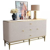 Buffet italien de luxe avec dessus en marbre, armoire en acier inoxydable pour salle à manger, meubles de maison