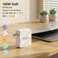Chargeur mural GaN 100W PD3.0, port Type-C unique, bloc de charge rapide, CE FCC RoHS US EU UK, prise pliable, chargeur de voyage pour ordinateur portable