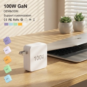 Cargador de Pared <span class=keywords><strong>GaN</strong></span> PD3.0 de 100W con Puerto Único Tipo-C, Bloque de Carga Rápida, CE FCC RoHS, Enchufe Plegable para EE. UU., UE y Reino Unido, Cargador de Viaje para Portátil - Product Image 1