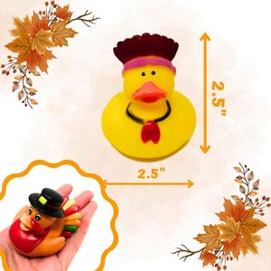 Novelty Thanksgiving Rubber Duckies (12 Pack) <b>Table</b> Centerpiece <b>Bath</b> Toys Kids Adults' Party Favors Bulk Turkey Pilgrim - Product Image 2