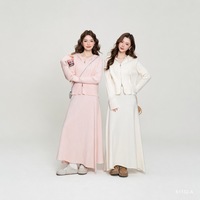 Ensemble deux pièces en maille de coton doux de luxe pour femme, haut à col rond et épaules tombantes, pantalon décontracté, tenue d'intérieur confortable et détendue