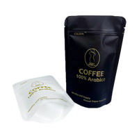 Sachets Doypack Personnalisés Noirs et Blancs en Aluminium Refermables avec Fermeture Éclair Thermoscellable pour Emballage Alimentaire (Café, Thé)