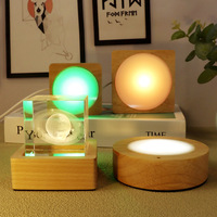 Base lumineuse LED ronde carrée en bois massif pour tasses et bouteilles, support de charge, lumière de fond pour veilleuse DIY faite à la main