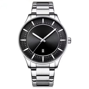 Minimalist Vintage Men's Waterproof Quartz <b>Watch</b> Stainless Steel Band Simple Alloy Case Calendar Window Fashion Business <b>Watch</b> - Product Image 3
