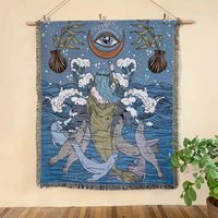 Couverture en tapisserie tissée en coton écologique personnalisée avec motifs floraux et animaux pour les voyages à domicile et les hôtels