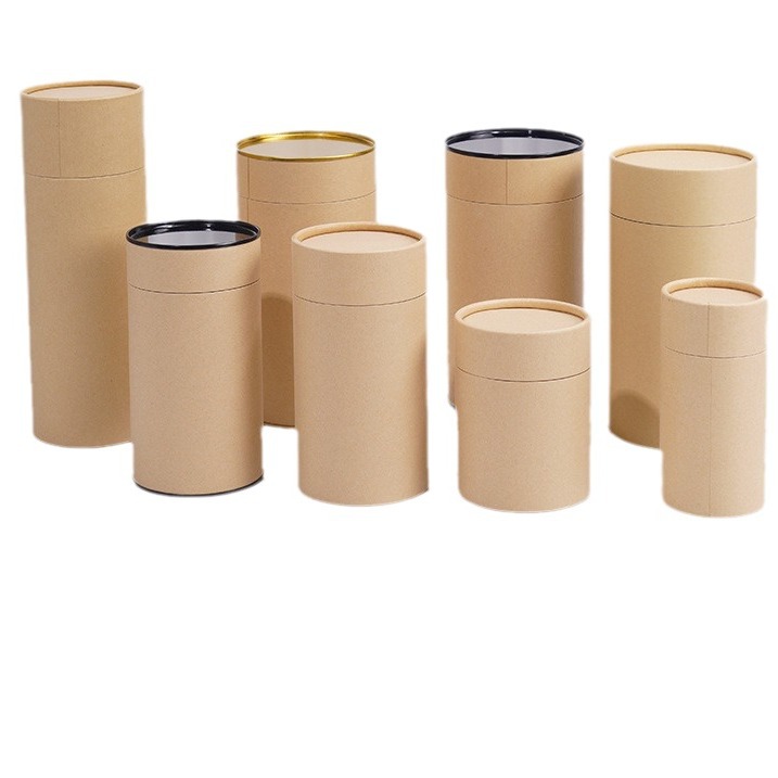 Customized Size Logo Plain Cylinder Kraft Paper Cardboard Tubes Food Grade Cans Packaging for Cosmetics & Candles Carton Packed