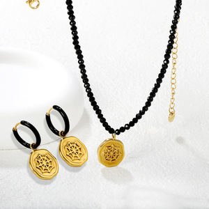 European American Style Oval Spider Web <b>Necklace</b> Earring Set Zinc Alloy Women's Party Jewelry Fashion <b>Statement</b> Piece - Product Image 1