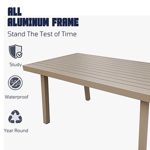 Dwoo Modern Beige Aluminum Woven <b>Rattan</b> Furniture 5 Piece Garden Set 7 Seater Commercial Patio Conversation <b>Sofas</b> Set - Product Image 4