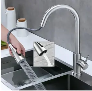 2024 Nhà bếp Vòi nước bằng thép không gỉ 304 nước TAP hiện đại KICHEN Nhà bếp Vòi Brass kéo ra phun nhà bếp Mixer bồn rửa vòi nước