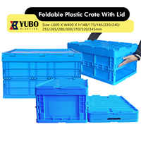 Caisse en plastique pliable 600x400mm avec couvercle, caisse en plastique standard européenne, transport logistique, caisse pliable pour le transport