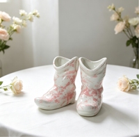 C&H Porte-bougies en céramique et porcelaine faits main, multicolores, en forme de chaussures, décorations fantaisie pour la maison, mariage, Noël