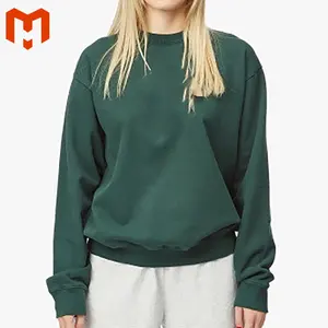 Sweat-shirt à col rond en coton éponge français avec logo personnalisé de haute qualité pour femmes Sweat-shirt à logo brodé surdimensionné pour femmes