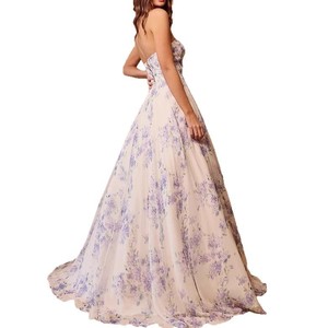 Vestido de Noche de Organza con Estampado Floral y Hombros Descubiertos, Cintura Imperio, Capa Transparente Larga, Vestido Formal para Mujer - Product Image 5
