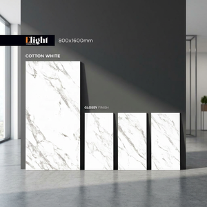 Azulejos de porcelana brillante Luna Beige de 800x1600 mm para suelo y pared, diseño de mármol beige de 80x160 cm - Product Image 5